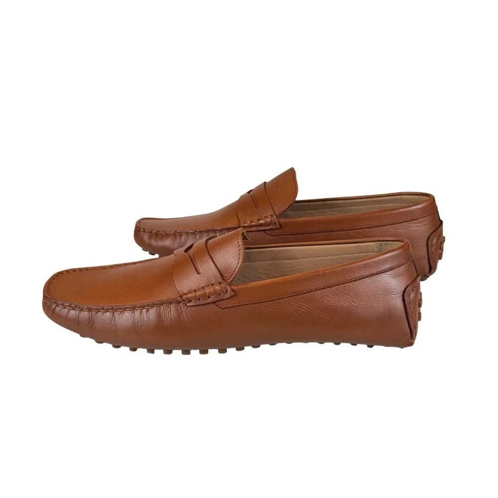 Carlos Santana Ritchie Penny Loafer Men 13 D Brown Leather Driving Moccasins NEW